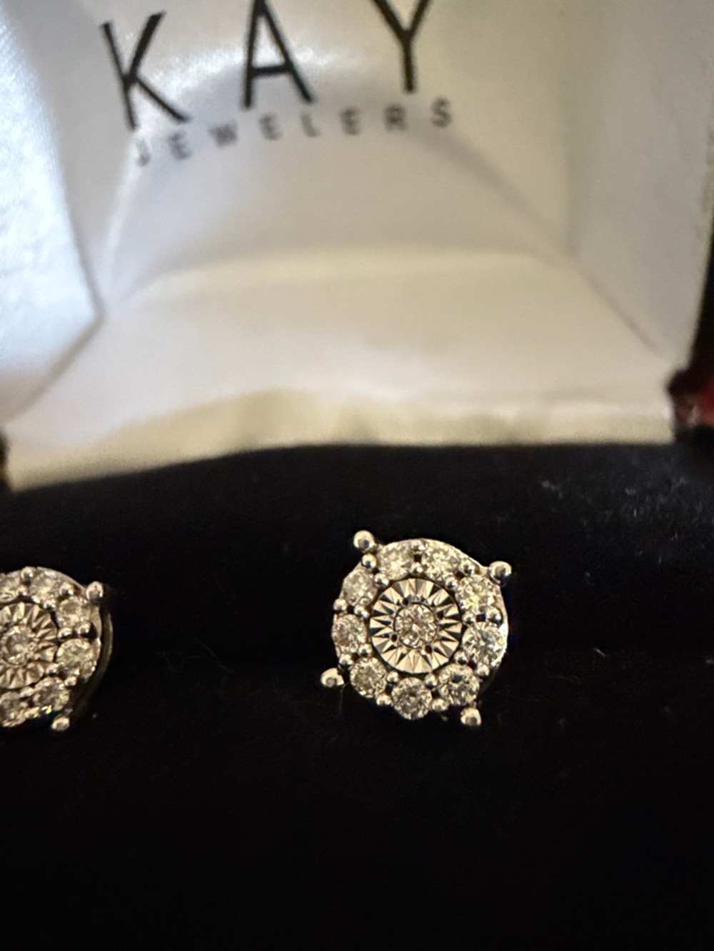 Kay Jewelers Silver-Tone Diamond Cluster Stud Earrings - Picture 4 of 4